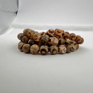 Detail view of Tibetan Agate Bracelet 8mm Jewelry - Bracelet at Mind's Eye Mystics