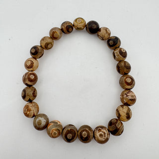 Detail view of Tibetan Agate Bracelet 8mm Jewelry - Bracelet at Mind's Eye Mystics