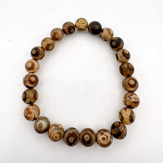 Detail view of Tibetan Agate Bracelet 8mm Jewelry - Bracelet at Mind's Eye Mystics