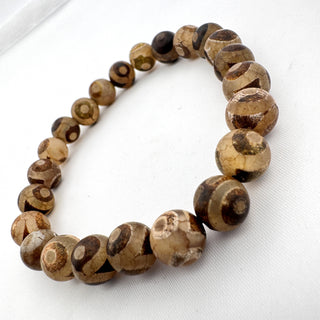 Detail view of Tibetan Agate Bracelet 8mm Jewelry - Bracelet at Mind's Eye Mystics