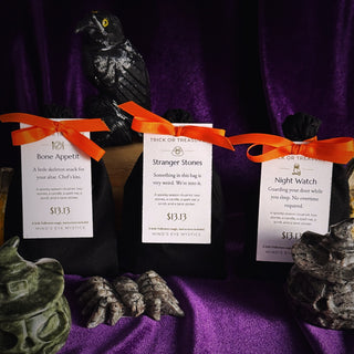 Trick or Treasure mystery bags, Halloween styled lifestyle photo