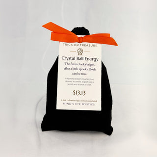 Trick or Treasure: Crystal Ball Energy mystery bag with its theme tag