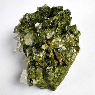 Detail view of Epidote on Quartz Cluster - Piece / The Grotto Crystal - Show Piece at Mind's Eye Mystics
