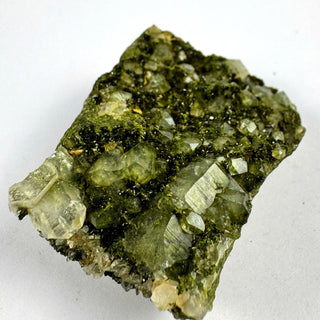 Detail view of Epidote on Quartz Cluster - Piece / The Cliff Crystal - Show Piece at Mind's Eye Mystics