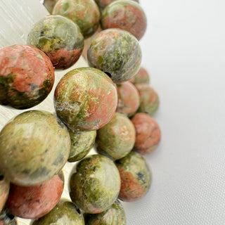 Detail view of Unakite Bracelet 8mm Jewelry - Bracelet at Mind's Eye Mystics