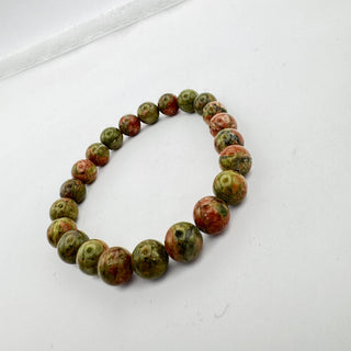 Detail view of Unakite Bracelet 8mm Jewelry - Bracelet at Mind's Eye Mystics