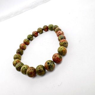 Detail view of Unakite Bracelet 8mm Jewelry - Bracelet at Mind's Eye Mystics