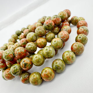 Detail view of Unakite Bracelet 8mm Jewelry - Bracelet at Mind's Eye Mystics