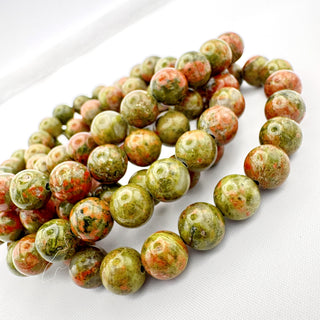 Detail view of Unakite Bracelet 8mm Jewelry - Bracelet at Mind's Eye Mystics