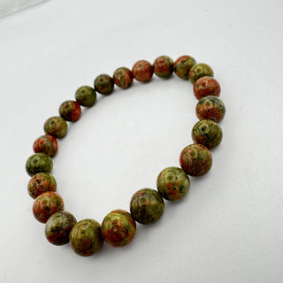 Detail view of Unakite Bracelet 8mm Jewelry - Bracelet at Mind's Eye Mystics
