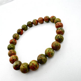 Detail view of Unakite Bracelet 8mm Jewelry - Bracelet at Mind's Eye Mystics