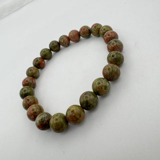 Detail view of Unakite Bracelet 8mm Jewelry - Bracelet at Mind's Eye Mystics